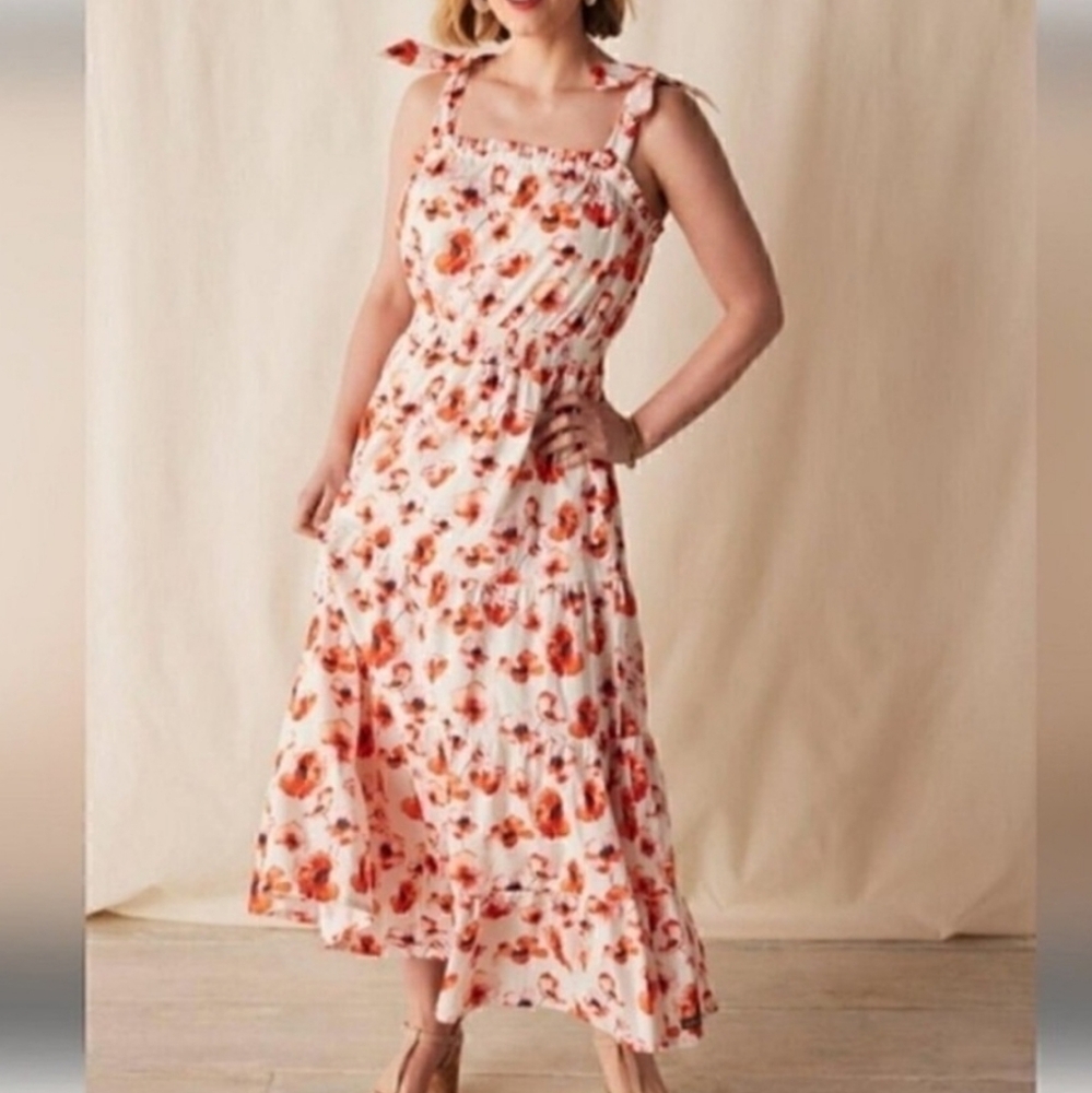 Matilda Jane Playful Poppy  Floral Cotton Maxi Tiered Dress SzXXL